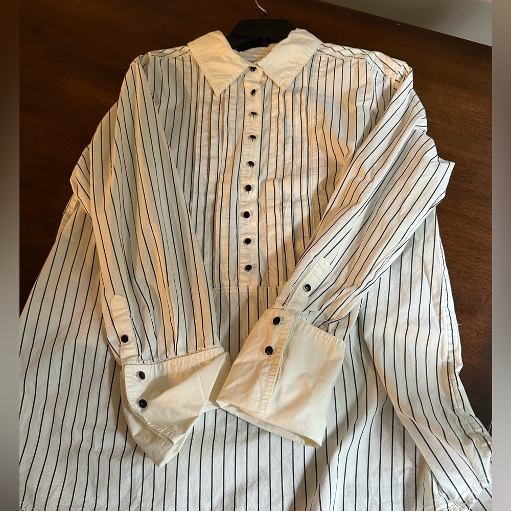 Free People “we the free” striped oversized shirt